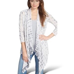 EILEEN FISHER Baby Alpaca Silk Blend Tie Dye Waterfall Front Cropped Cardigan S